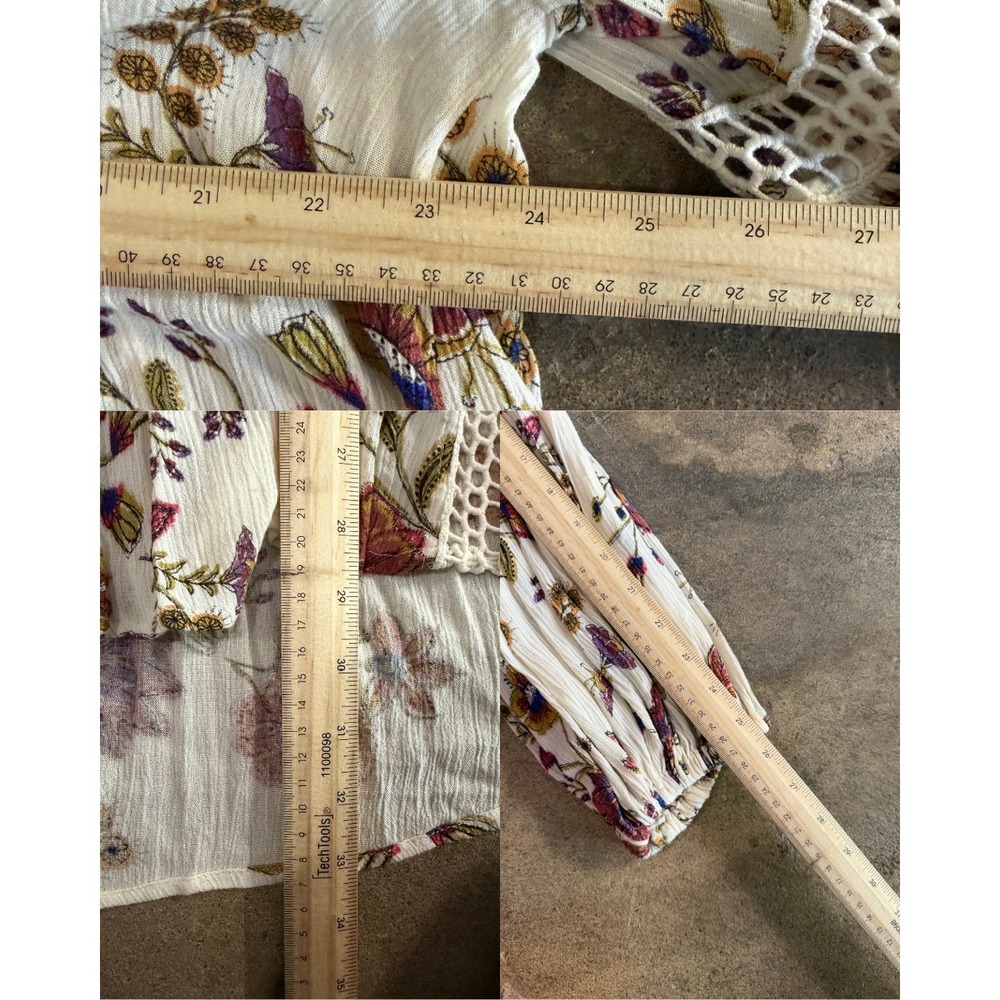 Free People Just The Two Of Us Mixed Printed Tunic M Floral Boho Rayon - Picture 10 of 10